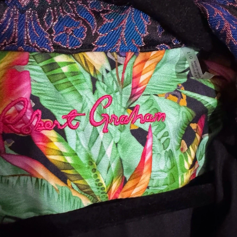 ❌❌❌❌Robert Graham Large Parrot Priscilla Button Up Shirt Top Paisley Cuff Womens - Picture 10 of 10